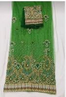 Tissu en filet brodé de paillettes haute densité, élégant pour les tenues de soirée, matière de broderie en dentelle provenant d'un fournisseur indien à bas prix