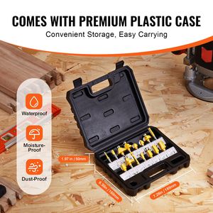 Set di 15 Frese per Router con Punta in Carburo, Gambo da 1/4 di Pollice, con Custodia in Plastica, Utensili Professionali per Lavorazione del Legno - Product Image 5