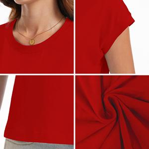 เสื้อครอปท็อปผู้หญิงคุณภาพสูง ผ้าฝ้ายพรีเมียม คอกลม สวมใส่สบาย น้ำหนักเบา แฟชั่น ราคาประหยัด - Product Image 5