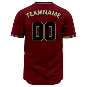 Camiseta de Béisbol Roja de Manga Corta con Botones, Uniforme de Equipo Personalizado, Camisa Deportiva Transpirable de Poliéster para Hombre - Product Image 3