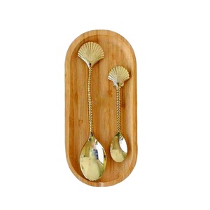 Hot Saling Brass <b>Tea</b> Spoons Short & Long Handle Spoons <b>Set</b> Gold Plated With SeaShell Design Customized Use for Restaurant - Product Image 1