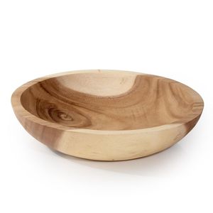 Bol de service rond classique en bois, écologique, biodégradable, durable, fait main, finition polie, pour la cuisine, la salade, l'utilisation domestique - Product Image 3
