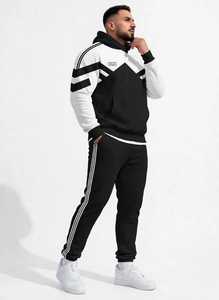 ONETEN APPARELS Conjunto Deportivo con Capucha para Hombre en Blanco y Negro, Pantalones Deportivos Largos 100% Algodón - Product Image 3