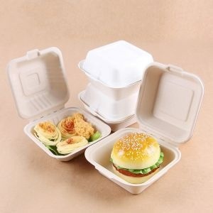 Nouvelle boîte à burger élégante en mousse jetable, 6x6 pouces, conteneur alimentaire à emporter, boîtes d'emballage empilables pour burgers et fast-food - Product Image 1