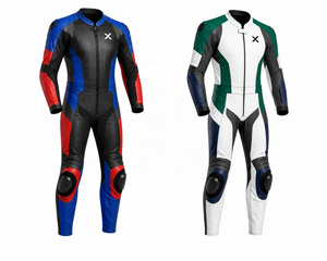 Color Block One-Piece Leather Motorcycle <b>Suit</b> | Black Blue <b>Red</b> | OEM ODM Manufacturer | Premium Design Quality | Racing Wear - Product Image 5
