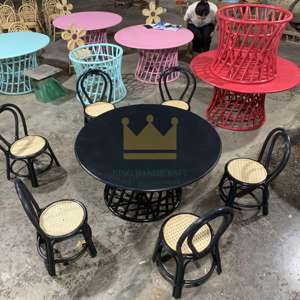 เก้าอี้หวายเด็กทำมือชุดรับประทานอาหารสำหรับลานกลางแจ้งสำหรับโรงแรมดีไซน์ทันสมัย - Product Image 4