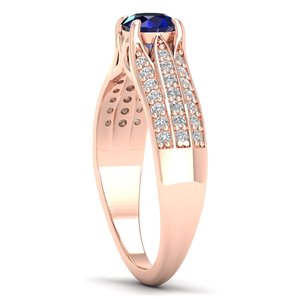 Bagues de fiançailles REYES en argent sterling 925 avec moissanite pour femmes, taille ronde 0,5 carat, saphir bleu, bijoux à prix d'usine - Product Image 3