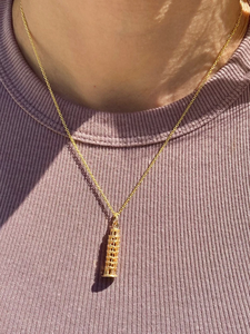Collar con Colgante Vintage de la Torre de Pisa Chapado en Oro de 18K con Cadena de Serpiente Minimalista para Uso Diario de Mujer, Certificado IGI - Product Image 4