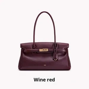 Sac à bandoulière en cuir véritable de luxe léger transfrontalier, nouvelle collection automne-hiver, avec fermeture à pompon pour femme. - Product Image 5