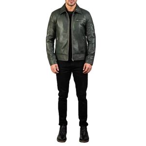 <b>Men</b> Genuine <b>Leather</b> <b>Jacket</b> Zip Up Biker Coat Breathable Waterproof Winter Outerwear Custom Logo - Product Image 3