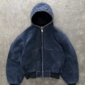 Sweat à capuche utilitaire pour homme en toile, mélange de coton délavé, poche kangourou, capuche réglable, décontracté, streetwear d'extérieur - Product Image 5