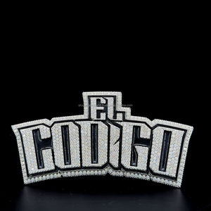 Hiphop Moissanite Colgante de letra grande de 5 pulgadas 925 Astilla Iced Out Esmalte negro Contorno Moissanite Colgante de diamante - Product Image 1