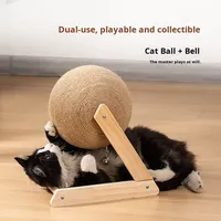 Jouet interactif pour chat en sisal à livraison rapide, boule à gratter en bois massif, jouet d'exercice pour chat d'intérieur