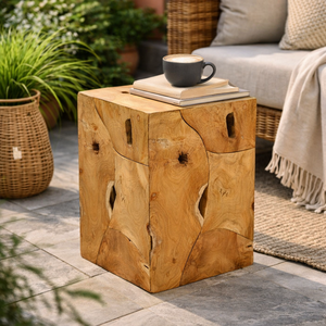 ARTERRA Taburete de Lujo de Raíz de Teca, Diseño Moderno Hecho a Mano, Rústico, para Apartamentos, Hoteles, Villas, Muebles para el Hogar con Toque Cálido - Product Image 3