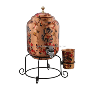 Tanque de almacenamiento de agua de cobre con diseño Floral impreso de alta calidad con soporte de hierro de vidrio y metal tamaño y forma personalizados olla de agua - Product Image 6