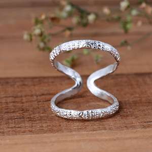 SHYAM JEWELRS Luxury Unisex 925 Sterling Silver Crossover Pattern Splint <b>Ring</b> <b>Adjustable</b> Arthritis Joint Support - Product Image 1