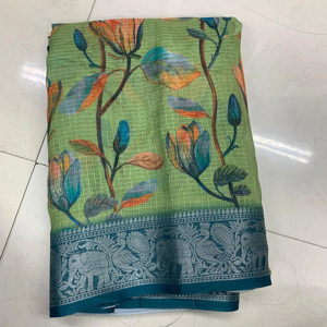 Sari Jacquard Kota CHACKS con estampado digital, corte 6.30, con pieza para blusa - Product Image 1