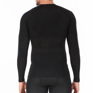 INDEX Men's Long Sleeve <b>Compression</b> <b>Shirt</b> <b>Black</b> Blue O-Neck Slim Fit Quick Dry Sporty Knitted Polyester - Product Image 6