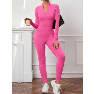 Women's Yoga <b>Jumpsuit</b> High Elasticity 78% Nylon <b>22</b>% Spandex Sleeveless Zip Front Open Back High Waist Skinny Fit Diamond Print - Product Image 1
