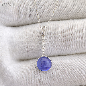 Articles les plus vendus : Ensemble de fils de 9 mm, pendentif Tanzanite suspendu avec pendentif goutte en diamant en or blanc fin 14 carats, fournisseur en gros de premier plan - Product Image 5
