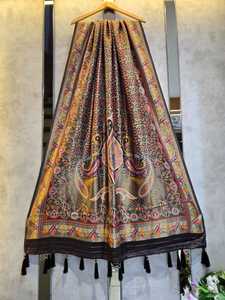 Dupatta en soie pashmina de qualité supérieure avec un design traditionnel élégant, idéal pour les mariages ethniques et les occasions festives pour femmes (7 HDP soie pashmina hd 1) - Product Image 2