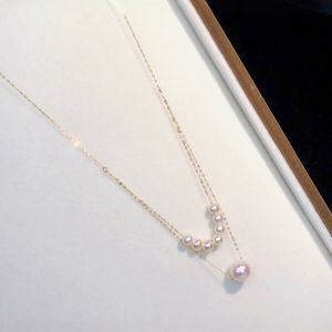 Collier réglable en or 18 carats avec perle naturelle ciel étoilé 4-8 mm, lumière intense, pièce unique, remplacement de cheveux, mode, coffret cadeau assorti - Product Image 2