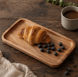 Premium Durable Polished Eco-Friendly Rectangular Acacia Mango Walnut Wood Serving Tray - Product Image 5