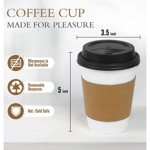 Paquete de 300 Vasos de Papel Desechables de 12 oz con Tapas y Fundas para Café Caliente, Chocolate Caliente, Cacao y Otras Bebidas - Product Image 2
