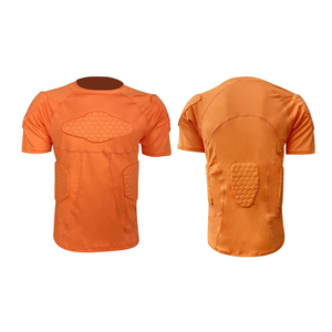 Camiseta de Fútbol de Manga Corta Acolchada Naranja para Hombre, Cuello Redondo, Ajustada, Ropa Deportiva Protectora, Color Sólido, para Todas las Temporadas - Product Image 6