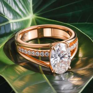 Anillo de Compromiso Minimalista Ovalado con Moissanita, Plata de Ley Chapada en Oro, Anillo de Boda con Engaste de Garras - Product Image 5