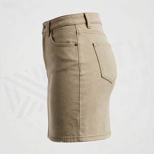 Minifalda de Mezclilla de Cintura Alta para Mujer, Estilo Casual, Ajustada, con Bolsillos, para Todas las Temporadas, Tejido de Tela - Product Image 1
