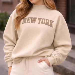 Pull élégant pour femme, col montant oversize, en molleton de coton épais, infroissable, écologique, doux à l'avant, collection automne - Product Image 1