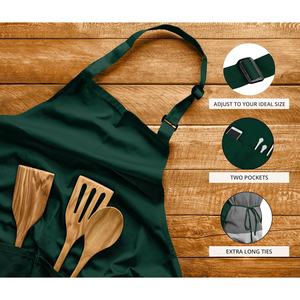 Tablier Vert Unisexe en Gros avec Bretelles Vertes pour Restaurant, Barman, Serveur, Personnel – Tissu Tissé, Couleur et Logo Personnalisables, Service OEM - Product Image 5