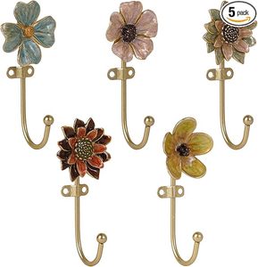 Crochets muraux floraux décoratifs en forme de fleurs pour suspendre manteaux, sacs, clés, serviettes, organisation élégante de la maison et décoration murale - Product Image 5
