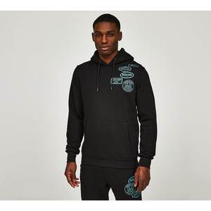 Conjunto Deportivo Negro con Capucha para Hombre, con Logotipo Estampado por Transferencia Térmica, Sudadera Larga y Pantalones Deportivos, Ropa Casual de Calle para Otoño - Product Image 2