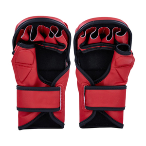 Gants de MMA de qualité supérieure pour adultes, couleur rouge, cuir véritable, entraînement au combat, sangle de poignet réglable, légers, protection UV - Product Image 3