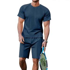 Conjunto de camiseta de verano para hombre, conjunto deportivo de 2 piezas, ropa deportiva para fitness, camisetas de manga corta y pantalones cortos con estampado de marca personalizada - Product Image 5