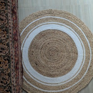 Hand Woven Jute <b>Rug</b> Natural Variations Unique Texture Non-Slip Reversible Geometric Pattern Medium <b>Thickness</b> PET Picnic Outdoor - Product Image 5