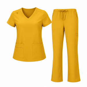 Conjunto Médico Coral para Mujer, Blusa con Cuello en V y Manga Corta con Bolsillos, Pantalones con Cordón, Uniforme de Enfermería para Hospital y Clínica - Product Image 6