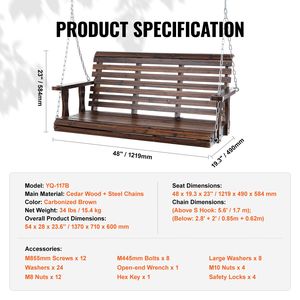 Dondolo da Giardino in Legno da 1,37 m Migliorato, Robusto, per Cortile e Giardino, con Capacità di Carico di 400 kg, Adatto anche per Interni - Product Image 5