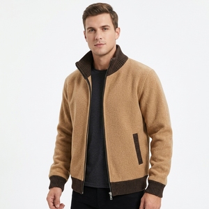 <b>Men's</b> Solid Technical Fabric <b>Turtleneck</b> Jacket Full Zip Fleece Knit Cardigan Winter Anti-Wrinkle Business Casual Outerwear OEM - Product Image 3