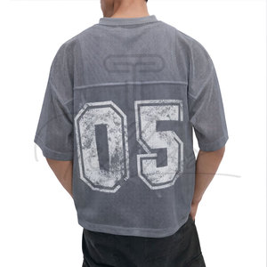 High Quality Men's Football T-Shirts Cropped Mesh Print Design Custom <b>Logo</b> Plus Size Breathable Mesh t shirts Oversize boxyfit - Product Image 4