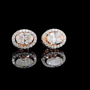 Pendientes de Diamantes Cultivados en Laboratorio de 2.20 CTW, Corte Ovalado, Oro Sólido de 14K, Certificados por IGI - Product Image 3