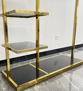 Porte-vêtements en métal doré à 3 niveaux de luxe pour boutique - Product Image 5