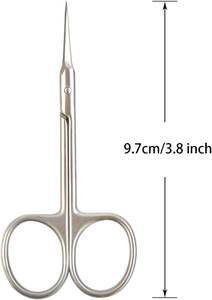 Ciseaux à cuticules professionnels en acier inoxydable de 9,5 cm, pointe droite et tranchante, durables, coupe-ongles, éliminateur de cuticules, manucure, pédicure, beauté - Product Image 2