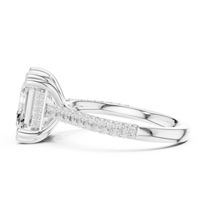 Anillo de Compromiso de Oro para Mujer con Diamante Corte Asscher y Diamantes Laterales, Certificado GIA, Estilo Clásico - Product Image 3