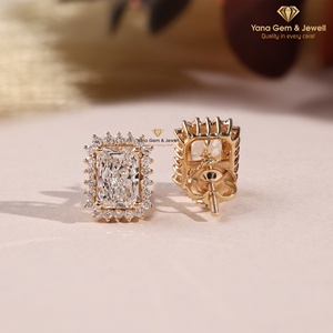 Pendientes de Lujo para Ella, Corte Radiante, Diamantes Cultivados en Laboratorio CVD, 2 TCW, Oro Sólido de 14K, Color D, Claridad VVS2, Certificado IGI - Product Image 3