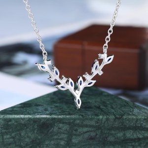 Collar con Colgante de Oro Blanco con Zafiro y Moissanita, Joyería Fina de Lujo para Mujer, Fabricante OEM ODM, Venta al Por Mayor - Product Image 3