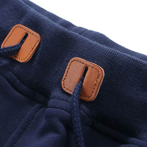 Pantalones Cortos Bermuda para Hombre, Color Azul Marino Sólido, Cintura Media con Cordón, Bolsillos, Pantalones Cortos Casuales de Algodón Tejido - Product Image 2
