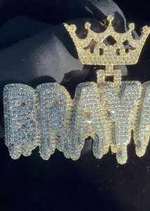 Pendentif personnalisé en forme de couronne en moissanite, pendentif hip-hop, pendentif en argent 925, pendentif lettre initiale, passe le testeur de diamant - Product Image 5